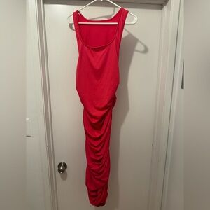 L Pink midi body con dress